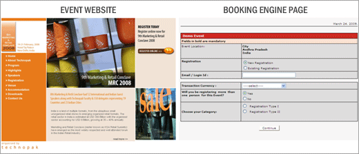 Event Website & Booking Engine Page