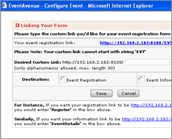 URL on the Event Registration Page