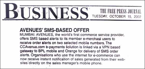 Avenues SMS based Offer - Published by Business
