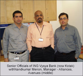 Senior Officials of ING Vysya Bank with Nandkumar Menon, Manager - Alliances, Avenues (middle)