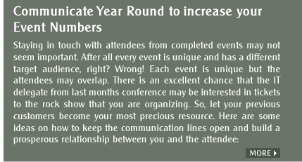 Communicate Year Round to increase your Event Numbers