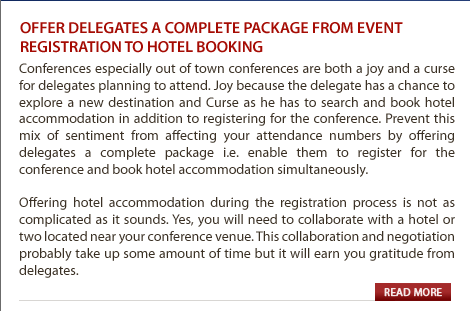 Offer Delegates a Complete Package from Event Registration to Hotel Booking