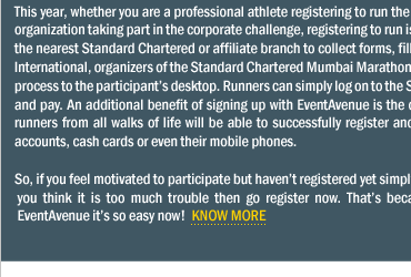 EventAvenue Powers Standard Chartered Mumbai Marathon 2011 Online Registrations