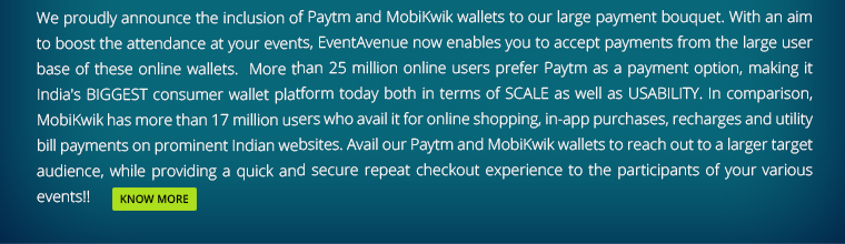 EventAvenue introduces Paytm and MobiKwik wallets to maximise your sales potential