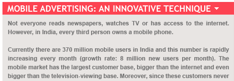 Mobile Advertising: An Innovative Technique
