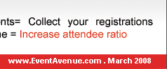 EventAvenue = eManage your events = Collect your registrations instantly + Receive payment in real time = Increase attendee ratio