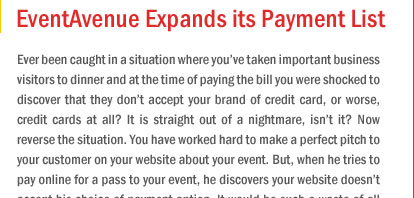 EventAvenue Expands its Payment List
