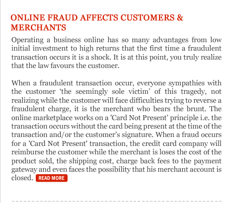 Online frauds affects Customers & Merchants
